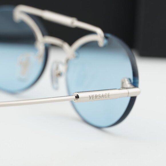 Versace VE2295 1000/1 Oval Sunglasses - Silver/Light Blue main image 5
